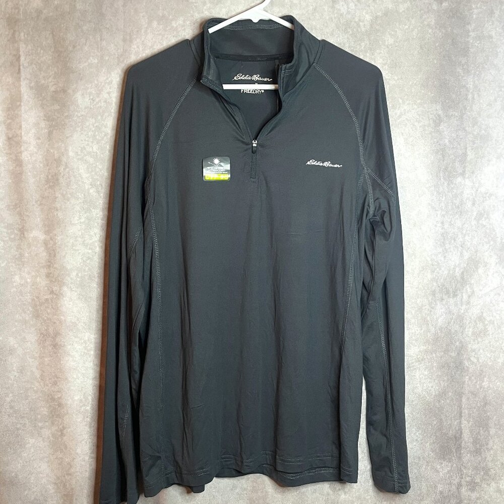 NWT Men's Eddie Bauer grey 1/4 zip pullover Medium
